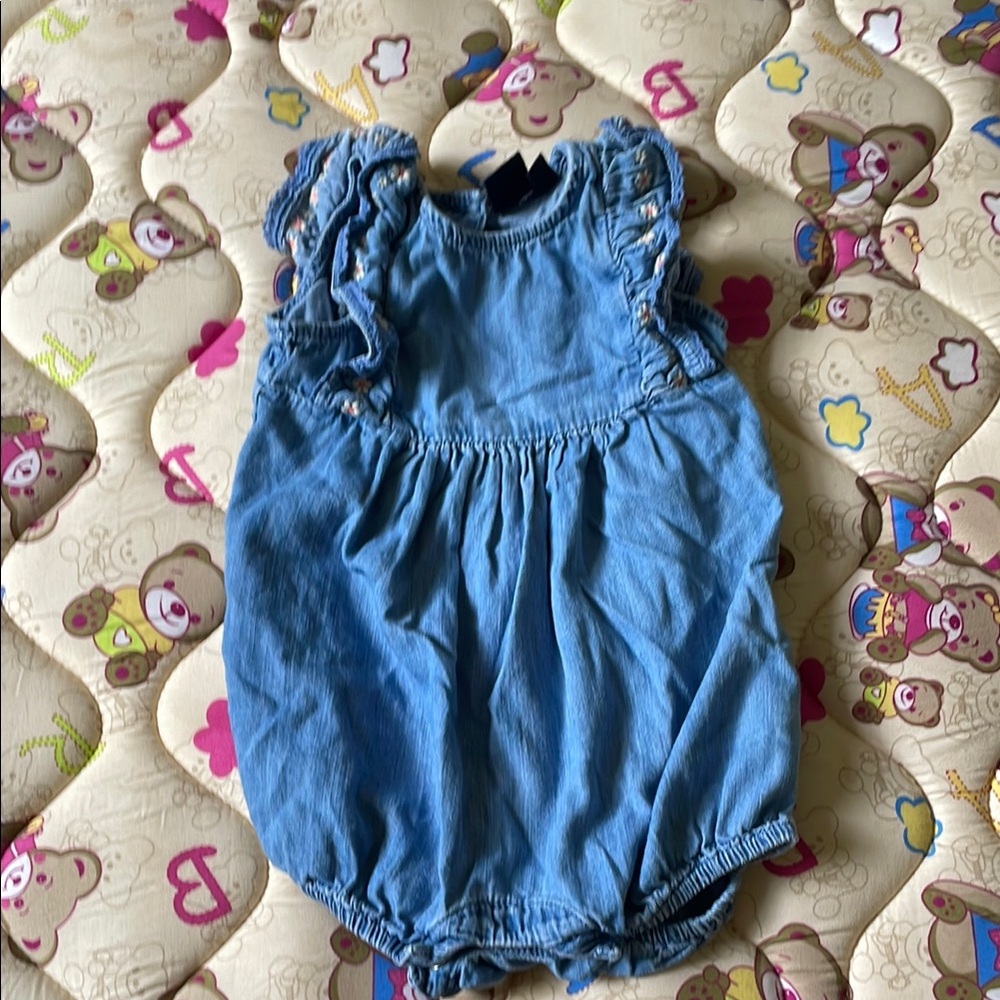 GAP Blue Ruffled Baby Romper